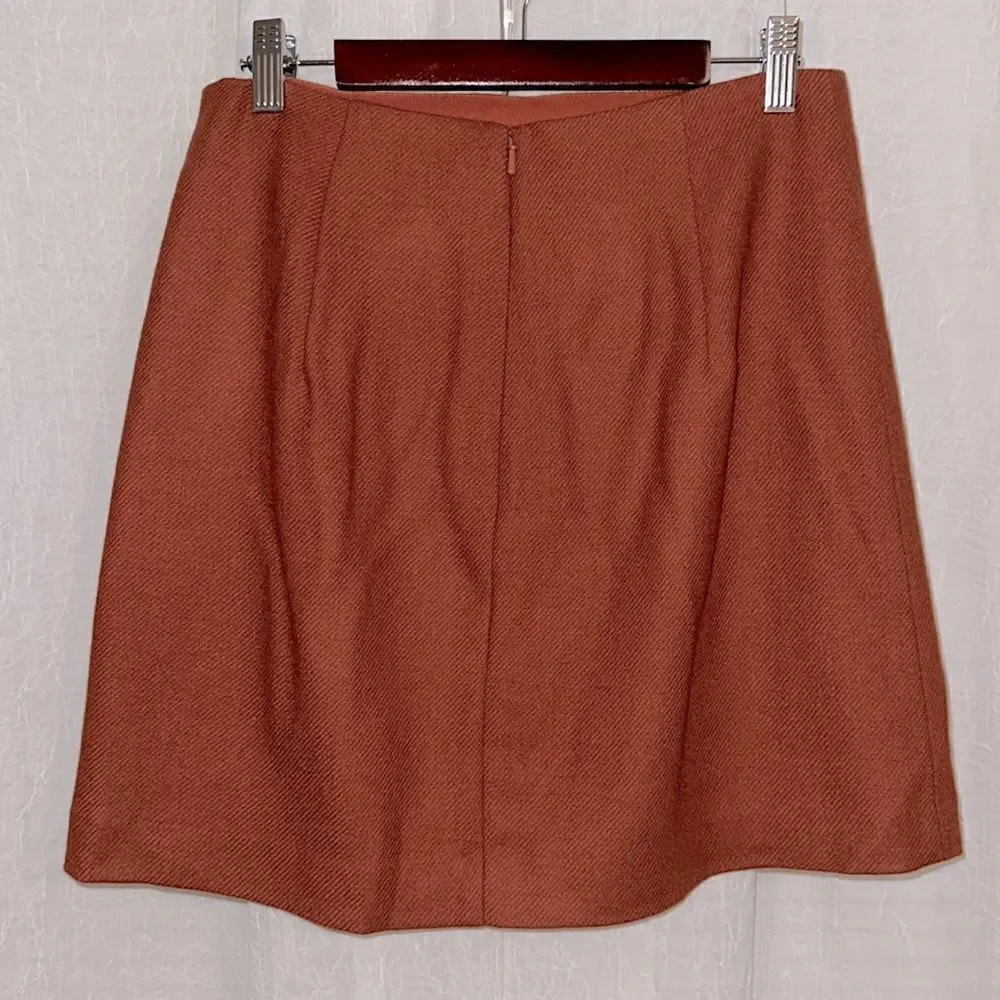 Madewell 2 Rust Brown Wool Blend Mini Pencil Skirt with Front Pockets